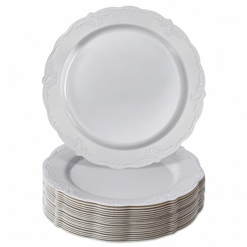 Silver Spoons Elegant Disposable Plastic Plates For Party, Heavy