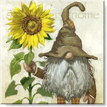 Sullivans Darren Gygi Sunflower Gnome Canvas, Museum Quality Giclee Print, Gallery Wrapped, Handcrafted in USA