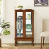 Okak Curio Cabinet with 2 Tempered Glass Doors, Diapaly Cabinet with 3 Adjustable Shelves and Mirrored Back Panel, Cabinet for Living Room - 2 of 4