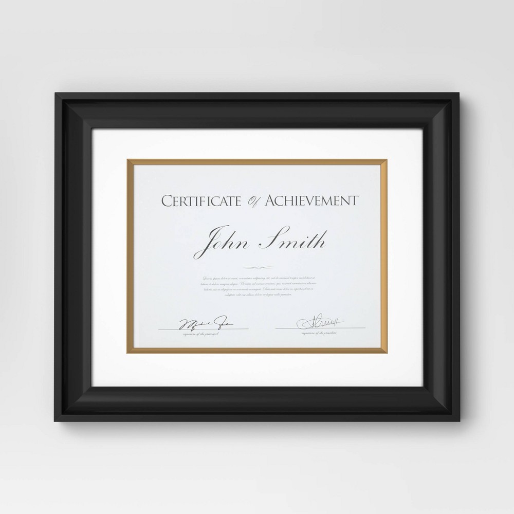 Photos - Photo Frame / Album 11"x14" Matted to 8.5"x11" Certificate Frame Black - Threshold™