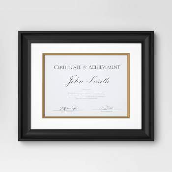 11"x14" Matted to 8.5"x11" Certificate Frame Black - Threshold™