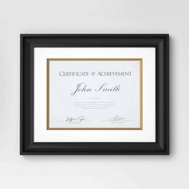 11&#34;x14&#34; Matted to 8.5&#34;x11&#34; Certificate Frame Black - Threshold&#8482;, 1 of 6