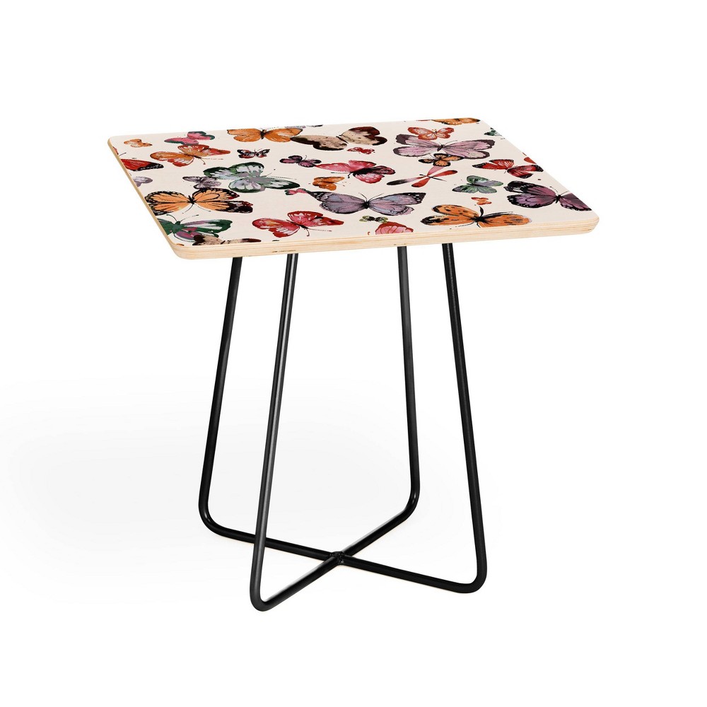 Photos - Coffee Table Square Ninola Design Butterflies Wings Countryside Side Table Pink/Black 