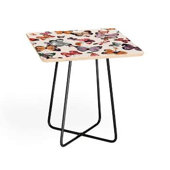 Square Ninola Design Butterflies Wings Countryside Side Table Pink/Black - Deny Designs
