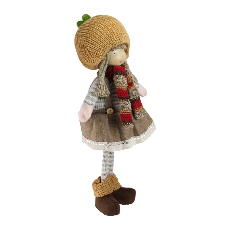 Northlight 15" Standing Autumn Girl Gnome with Scarf and Pumpkin Hat Thanksgiving Figure, 2 of 3