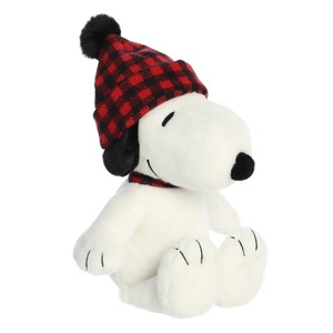 Aurora Medium Winter Plaid Snoopy Peanuts Festive Stuffed Animal White 11" - 1 of 4