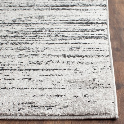 Silver and Black Abstract Low Pile Area Rug, 9' x 12'