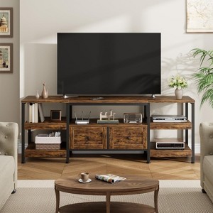 71" Rustic TV Stand with Storage - Holds TVs Up to 75", 2 Drawers & Open Shelves, Industrial Metal Frame Entertainment Center - 1 of 4