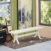 HomeStock X-Style Modern Dining Room Bench with Wood Seat, 60x15x18 Inch, Pure White - 2 of 4