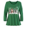 Collections Etc Snowy Day Kittens Sequin Detailed 3/4 Length Sleeve Top - 3 of 4