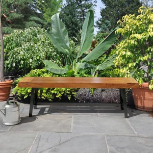 Karl Home | Light Brown Poplar Wood Outdoor Bench - 1 of 4