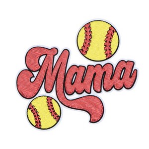 Baseball Mama Sequin Iron On Patches Game Day Applique Large Patch Accessory Clothes Jacket Uniform Backpack DIY Decor - 1 of 4