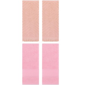 REGALWOVEN 4 Pcs Bathroom Decorative Cotton Soft Absorbent Sold Striped Hand Towel - 1 of 4