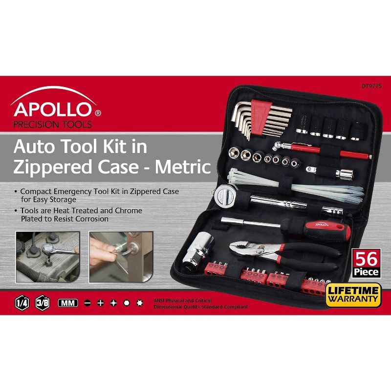 Apollo Tools 56pc DT9775 Auto Tool Set In Zippered Case Metric, 6 of 7