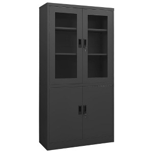 vidaXL Filing Cabinet Storage Cabinet Locker with Doors and Shelves Steel - Anthracite - 1 of 4