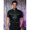 Lars Amadeus Men's Satin Point Collar Short Sleeve Button Down Business Shirts - 2 of 4