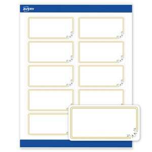Avery 2" x 4" Labels, Gold Double Border with Florals, 100 ct - 1 of 4