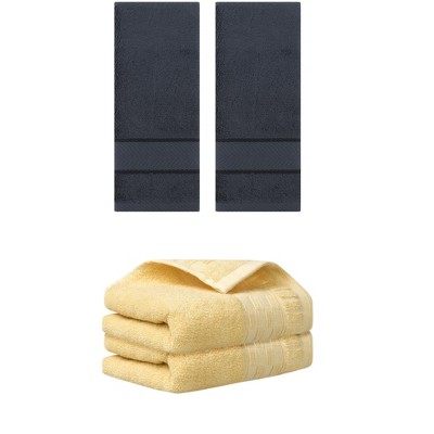 REGALWOVEN 4 Pcs Solid Soft Absorbent Hand Towel for Bathroom 14" x 30"