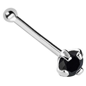 Jewelry Avalanche 22G 14K Gold Ball-end Nose Stud with Black Diamond - 1 of 2