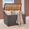 WELLFOR 134gal Patio Storage Bench PE Rattan Storage Box with Solid Wood Top - 4 of 4