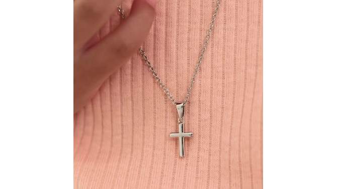 Girls' Teenie Tiny Cross Sterling Silver Necklace - In Season Jewelry, 2 of 7, play video