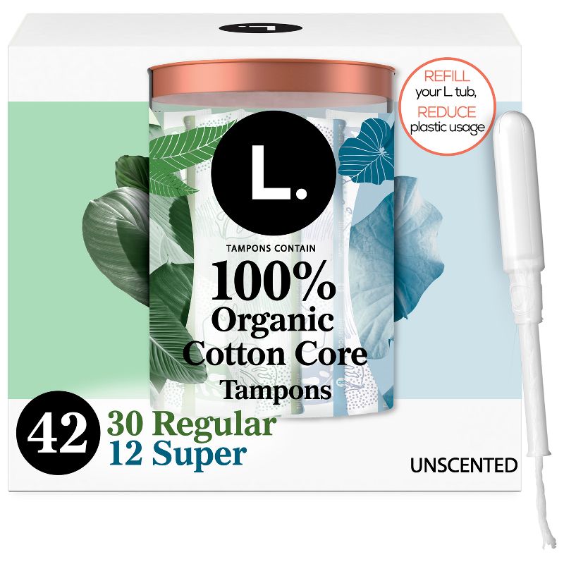 L . Organic Cotton Full Size Multipack Refill Tampons - Regular/Super - 42ct, 1 of 15