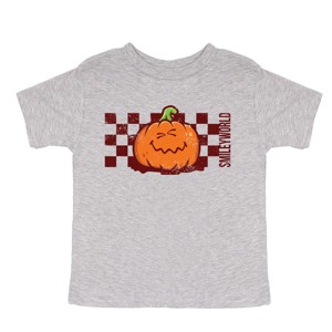 The Juniper Shop SmileyWorld Pumpkin Face Checkered Toddler Short Sleeve Tee - 1 of 4