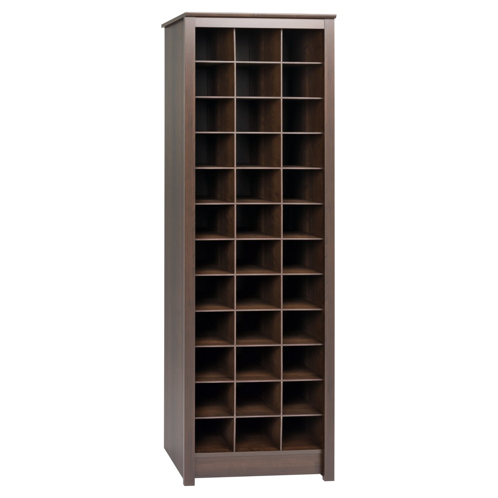 Freemont Shoe Storage Espresso Brown - Prepac: Entryway Cubby Organizer, 36-Pair Capacity