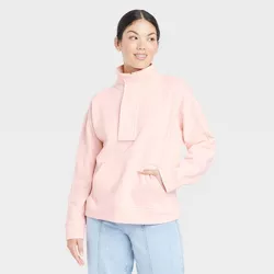 Women's Quarter Zip Sweatshirt - A New Day™ Light Pink XXL