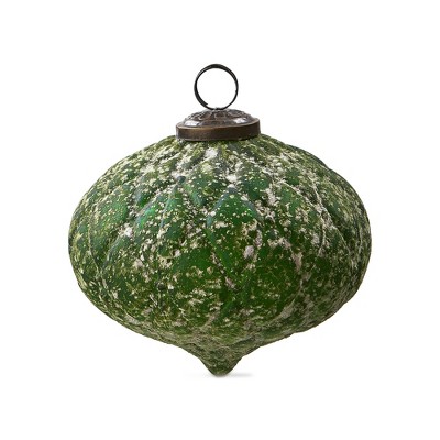 tagltd ANTIQUED GREEN DIAMOND ORNAMENT 5 IN