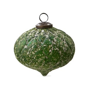 tagltd Antiqued Green Diamond Glass Ornament 5 In for Christmas Tree Dark Green Decorative Holiday Decor - 1 of 1