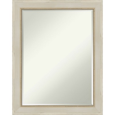 Amanti Art Parthenon Cream Petite Bevel Wood Bathroom Wall Mirror 28.25 x 22.25 in.