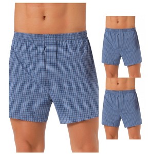 INSPIRE CHIC Men's 3 Pack Classic Elastic Waistband Plaid Pattern Boxer Shorts - 1 of 4