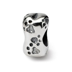 Black Bow Jewelry Sterling Silver Dog Bone Bead Charm - 1 of 3
