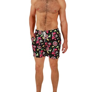 Deadpool Mask & Shapes All-Over Print Men's Black Board Swim Shorts - 1 of 4