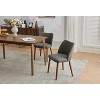 Leather Dining Chairs Set Upholstered PU Dining Chair with Wood Legs, Wing Backrest, Wooden Kitchen Chairs with Thick Cushions - 2 of 4
