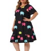 Agnes Orinda Women's Plus Size Cat Print Ruffle Hem Short Sleeve Lovely Nightgowns - 2 of 4
