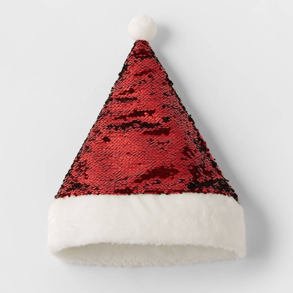 Reversible Sequin Santa Hat Red/Green - Wondershop