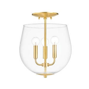 Mitzi Bobbi 3 - Light Semi-Flush Mount in  Aged Brass Clear Shade - 1 of 1