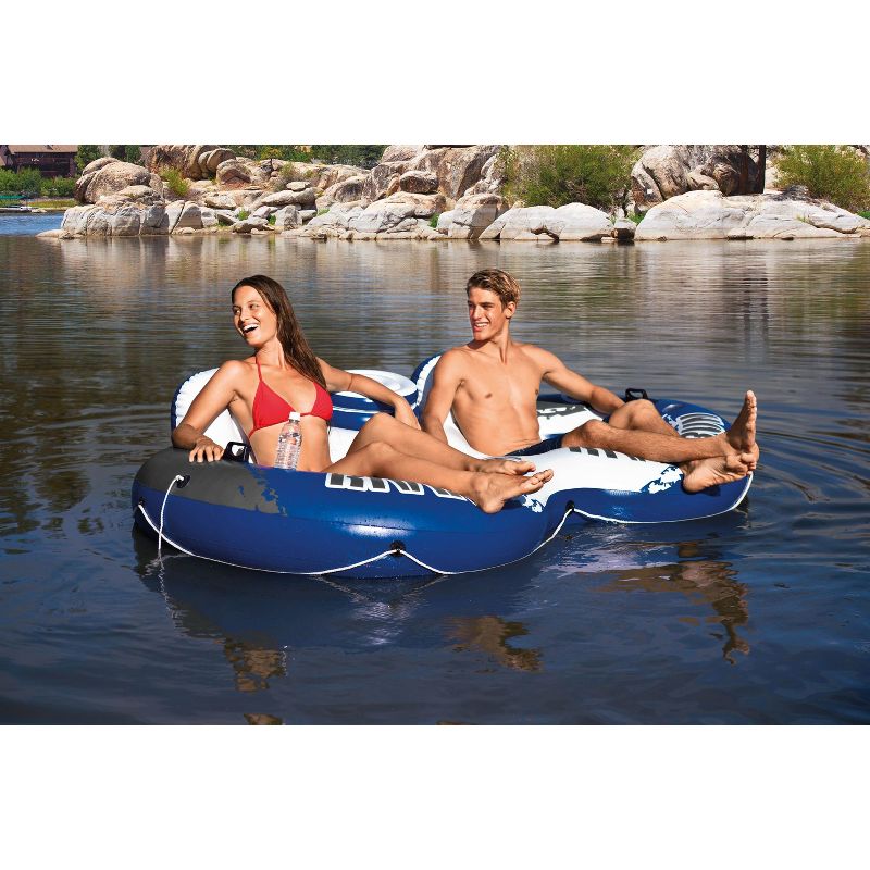 Intex River Run II Inflatable 2 Person Float w/ Cooler and 6 Single Rider Floats, 5 of 8