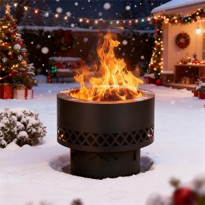 Smokeless Fire Pit Wood Burning Firepit Table - Removable Ash Pan & Dust Bag Included - Outdoor Fireplace for Patio,Camping,Bonfire, Backyard BBQ - 1 of 4