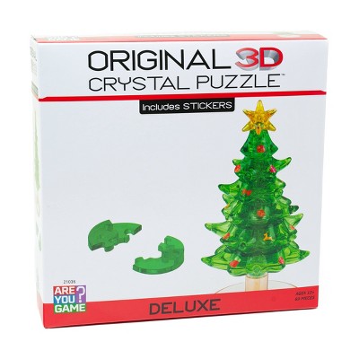 Green Crystal Plastic Christmas Tree 3D Puzzle with Decorative Stickers