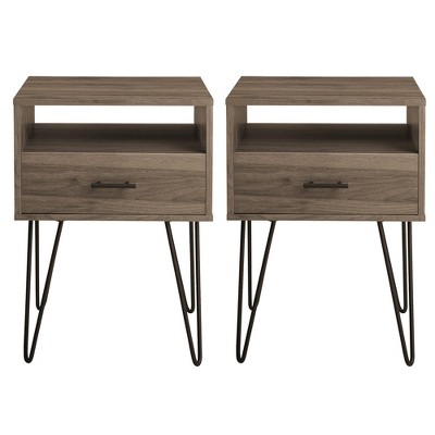 Amal Modern Single Drawer Hairpin Leg Nightstand - Saracina Home
