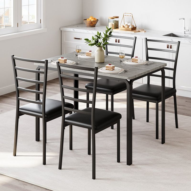 Whizmax Kitchen Dining Room Table Set for Dinette, Breakfast Nook, 4 PU Metal Frame Chairs,Rectangular, Seating for Four, 1 of 11