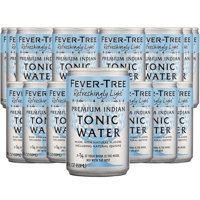 Fever Tree Premium Light Indian Tonic Water - Premium Quality Mixer and Soda - Refreshing Beverage for Cocktails & Mocktails 150ml Cans- Pack of 15