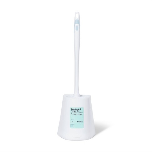 iDESIGN Toilet Brush with Holder and Plunger Set White