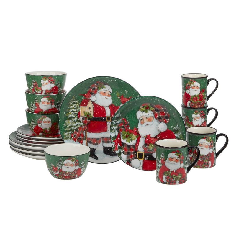 16pc Christmas Lodge Santa Dinnerware Set - Certified International, 1 of 8