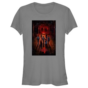 Juniors Womens Stranger Things Four Friends Rift Apocalypse Poster T-Shirt - 1 of 4