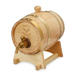 Foster & Rye Wooden Barrel for Whiskey, Whiskey Infusion Bourbon Barrel Moonshine Jug with Spigot, Liquor Dispenser Beverage Barrel-Holds 750mL Setof1 - 1 of 4