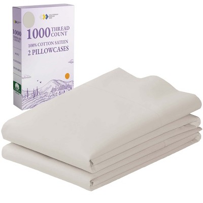 Luxury 1000 Thread Count Pillowcase Set, 100% Cotton Sateen by California Design Den